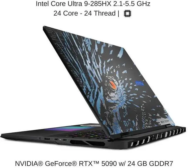 Alt view image 3 of 7 - [2025] HIDevolution MSI Titan 18 HX Dragon Edition Norse Myth A2XWJG 18" UHD+ 120Hz Mini LED, 2.1 GHz Ultra 9-285HX , RTX 5090, 96 GB DDR5 RAM, 6 TB PCIe SSD, Windows 11 Pro