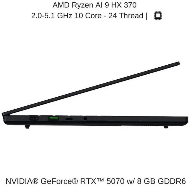 Alt view image 2 of 7 - Razer Blade 14 [2025] Black, 14" QHD+ 120Hz OLED, 2.0 GHz Ryzen AI 9 365, RTX 5070, 32 GB LPDDR5X RAM, 1 TB PCIe SSD, Windows 11 Home