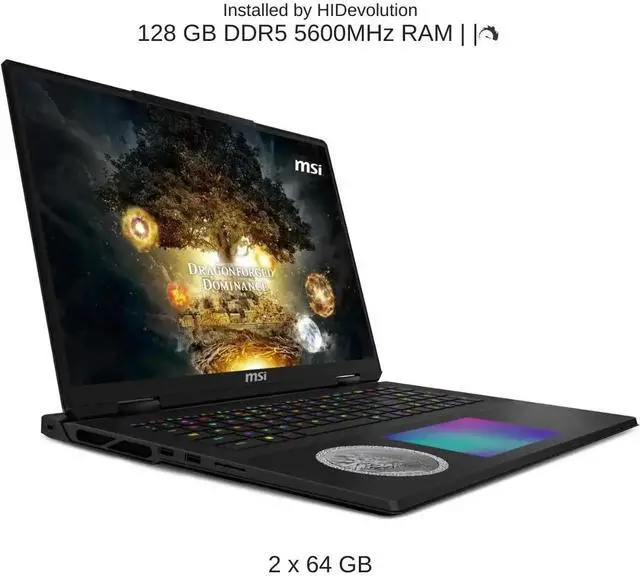 Alt view image 4 of 7 - [2025] HIDevolution MSI Titan 18 HX Dragon Edition Norse Myth A2XWJG 18" UHD+ 120Hz Mini LED, 2.1 GHz Ultra 9-285HX , RTX 5090, 128 GB DDR5 RAM, 6 TB PCIe SSD, Windows 11 Pro