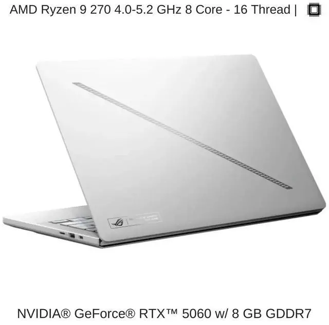 Alt view image 3 of 7 - [2025] HIDevolution ASUS ROG Zephyrus G14 GA403UM [White] 14" 3K 120Hz OLED, 4.0 GHz Ryzen 9 270, RTX 5060, 16GB LPDDR5X RAM, 1 TB PCIe SSD, Windows 11 Home
