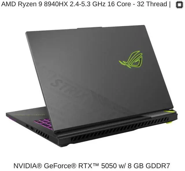 Alt view image 3 of 7 - [2025] HIDevolution ASUS ROG Strix G18 G814PH 18" WUXGA 144Hz IPS-Level, 2.4 GHz Ryzen 9 8940HX, RTX 5050, 64 GB DDR5 RAM, 8 TB PCIe SSD, Windows 11 Pro