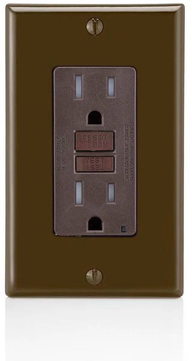 Alt view image 3 of 7 - Leviton GFTR1 Tamper Resistant GFCI Receptacle, 15A, 125V, Brown