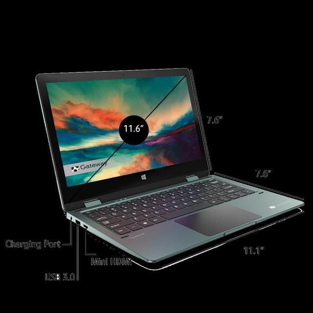 Alt view image 4 of 7 - Gateway GWTC116-2 2-in-1 Laptop, 11.6 HD (1366 x 768) Touchscreen, Intel Celeron N4020, 4 GB LPRAM Ram, 64 GB eMMC Storage, Windows 11