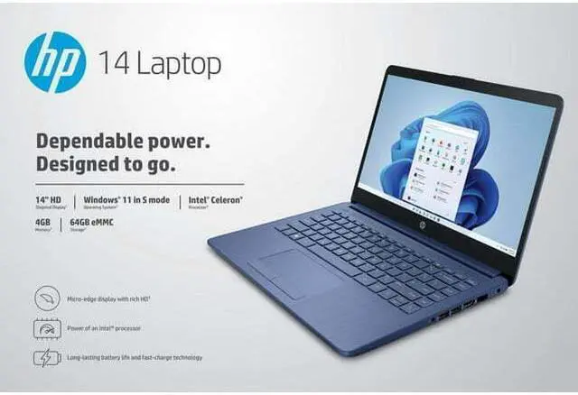 Alt view image 5 of 7 - HP Stream Laptop, 14" HD (1366 x 768), Non-Touch, Intel Celeron N4120, 4GB RAM, 64GB eMMC SSD, Windows 11 S