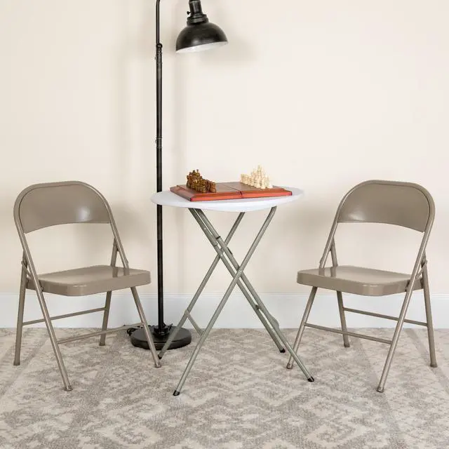 Alt view image 2 of 20 - 2 Pk. HERCULES Series Double Braced Gray Metal Folding Chair