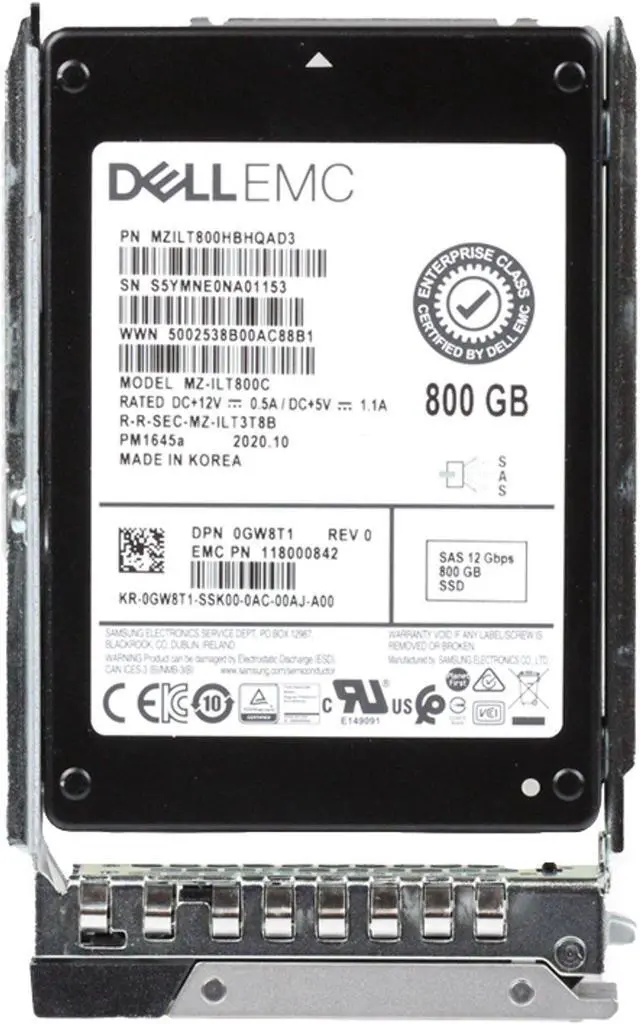 Alt view image 2 of 5 - Dell 800GB 12Gbps SAS MU TLC 2.5 SSD PM1645a (ME4) (GW8T1)