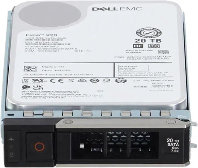 Alt view image 2 of 5 - Dell 20TB 7.2K 512e 6Gbps SATA 3.5 HDD Exos X20 (WDVF4)
