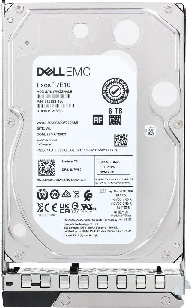 Alt view image 5 of 5 - Dell 8TB 7.2K 6Gbps SATA 3.5 HDD 512e (ST8000NM023B-OSTK)