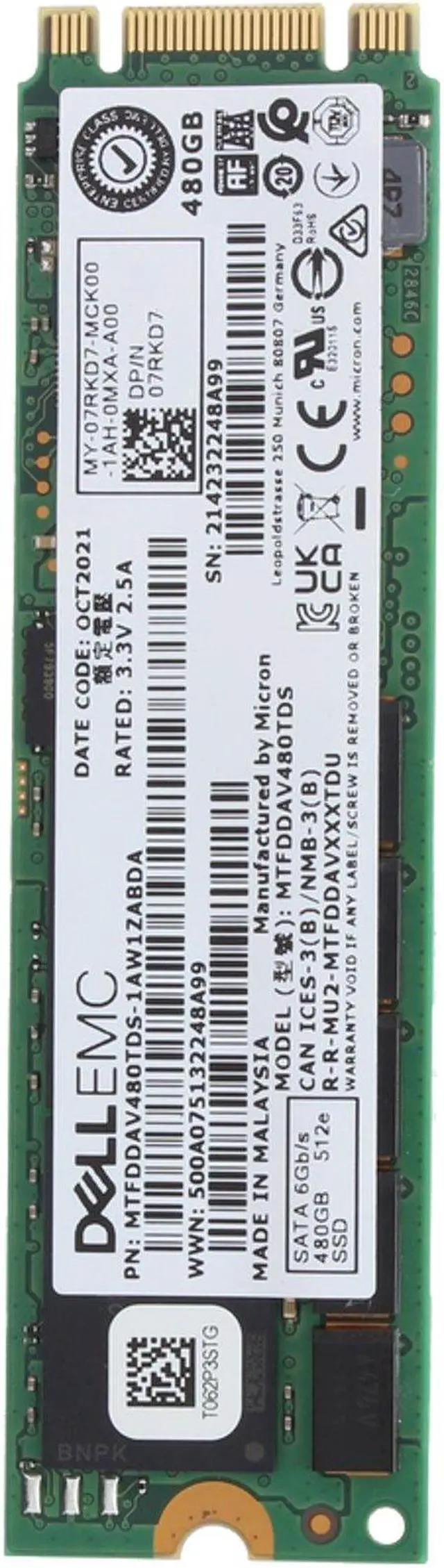 Alt view image 5 of 6 - Dell 480GB 6Gbps SATA RI TLC 2280 M.2 SSD 5300 Pro (7RKD7)