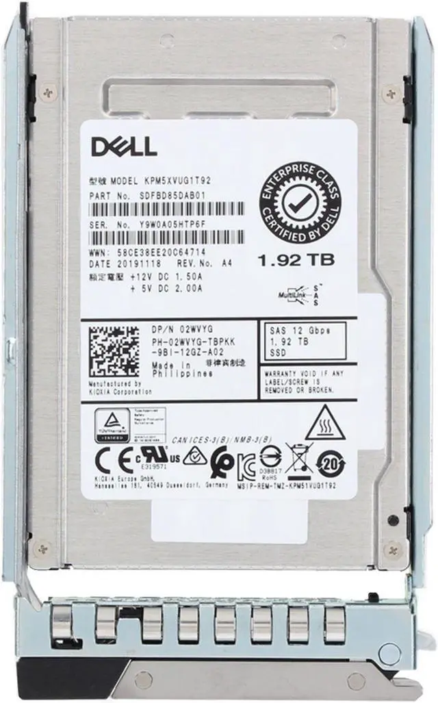 Alt view image 6 of 6 - Dell 1.92TB 12Gbps SAS MU TLC 2.5 SSD KPM5XVUG1T92 (2WVYG)