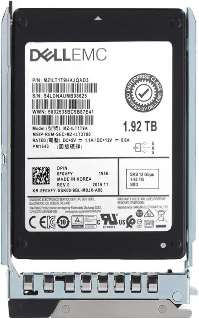 Alt view image 5 of 5 - Dell 1.92TB 12Gbps SAS RI TLC 2.5 SSD PM1643 (ME4) CPO (F0VFY) -R