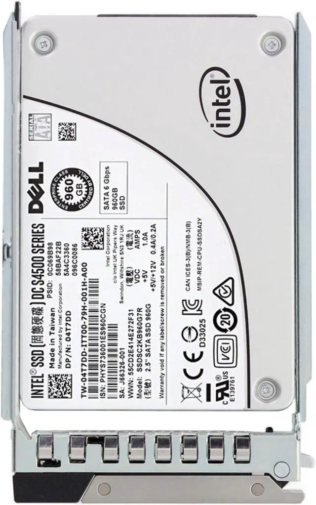 Alt view image 5 of 6 - Dell 960GB 6Gbps SATA RI TLC 2.5 SSD S4500 CPO (4T7DD) -CO3
