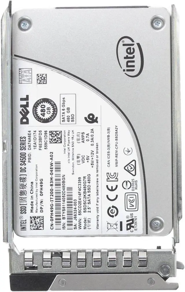 Alt view image 5 of 6 - Dell 480GB 6Gbps SATA RI TLC 7mm 2.5 SSD S4500 CPO (FH49G) -CO3