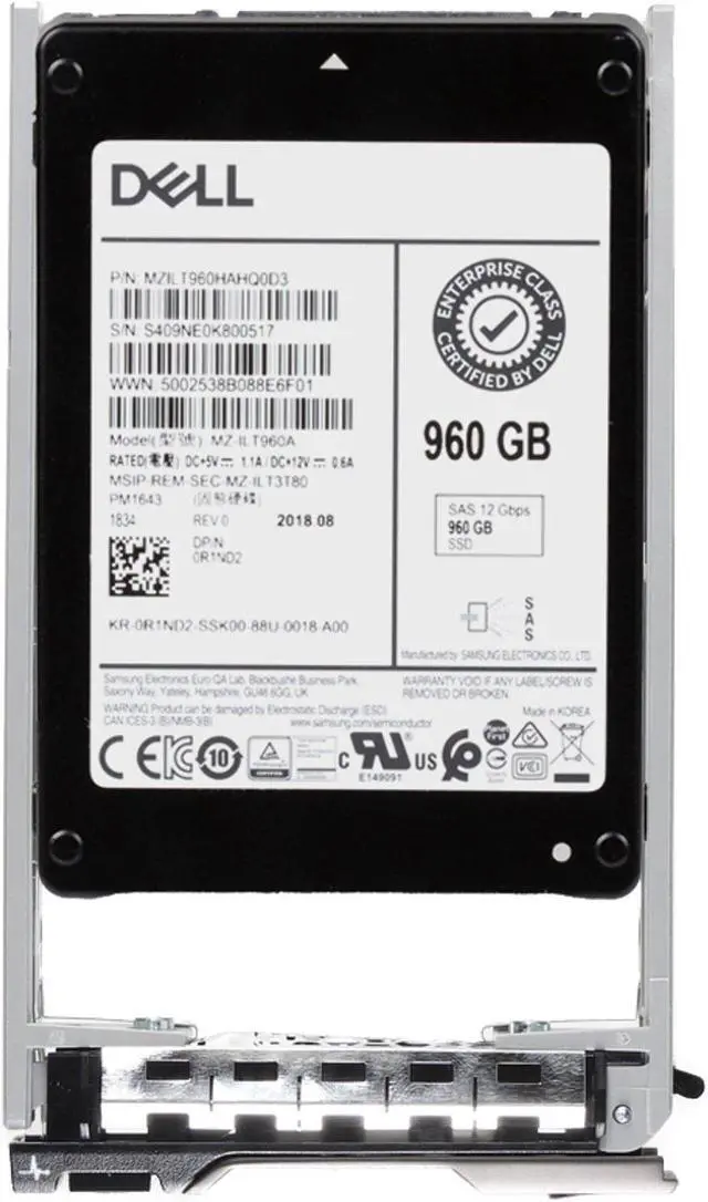 Alt view image 5 of 6 - Dell 960GB 12Gbps SAS RI TLC 2.5 SSD PM1643 (ME4) CPO (R1ND2) -R