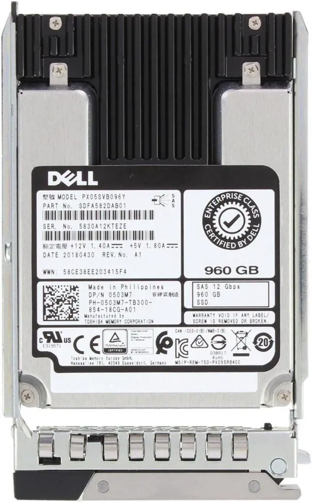 Alt view image 5 of 5 - Dell 960GB 12Gbps SAS MU MLC 2.5 SSD PX05SVB096Y CPO (503M7) -R