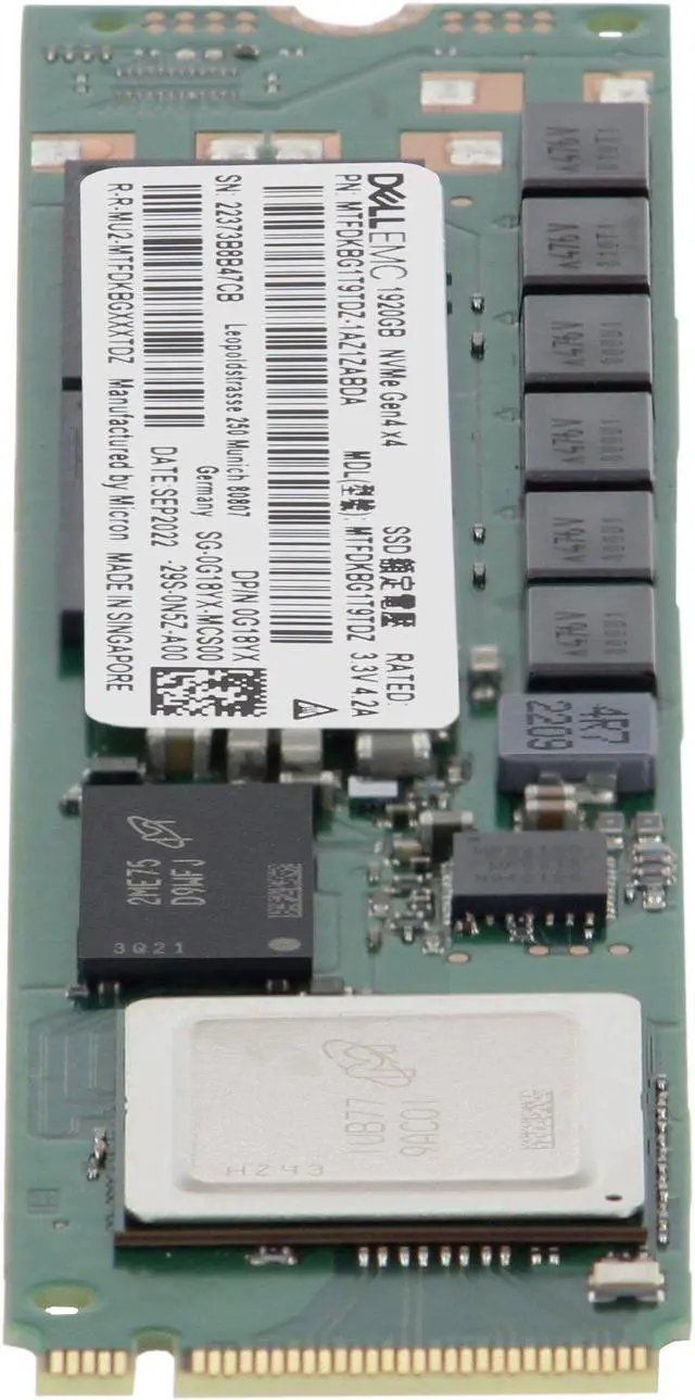 Alt view image 2 of 6 - Dell 1.92TB Data Center NVMe Gen4 RI TLC 22110 M.2 SSD 7400 Pro (G18YX)