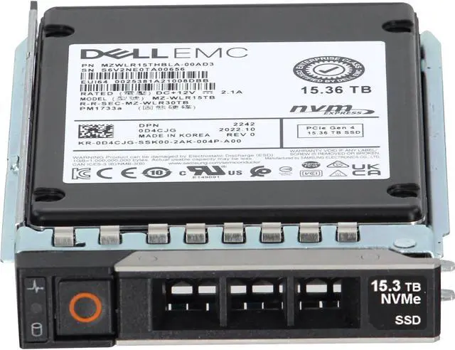 Alt view image 2 of 6 - Dell 15.36TB PCIe Gen4 NVMe RI TLC 2.5 SSD PM1733a (D4CJG)