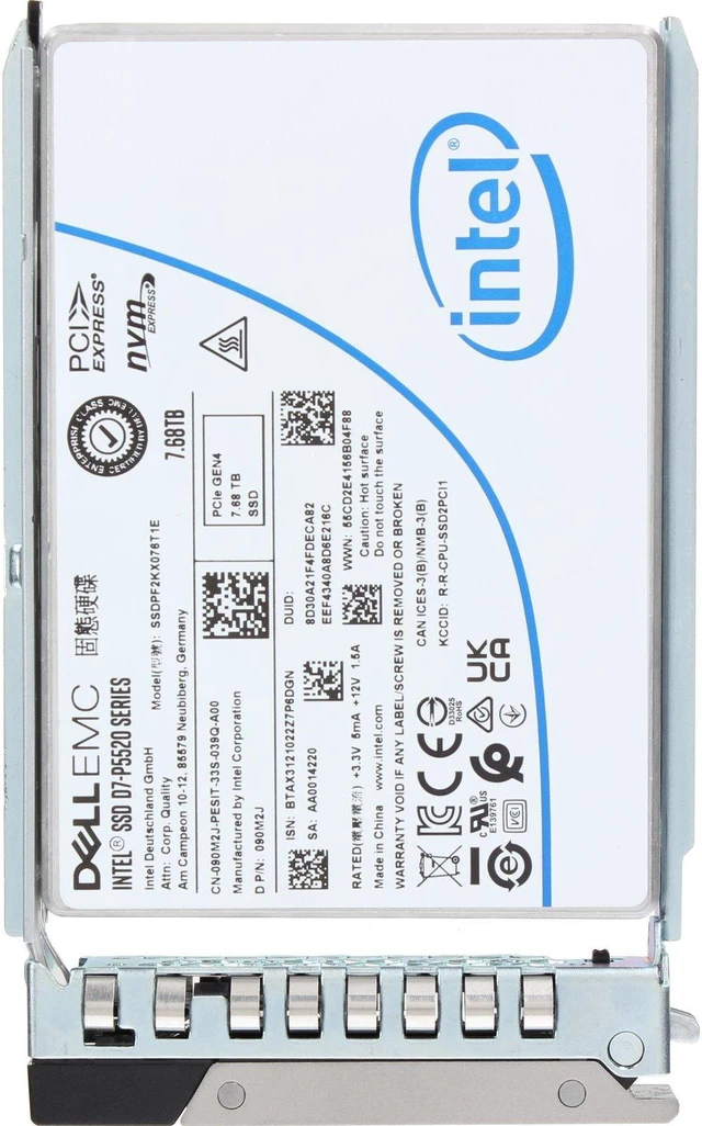 Alt view image 5 of 5 - 90M2J-CDL Dell 7.68TB Enterprise NVMe Gen4 RI TLC 2.5 SSD D7-P5520
