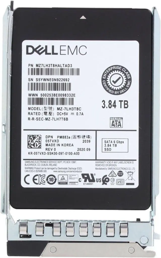 Alt view image 5 of 6 - Dell 3.84TB 6Gbps SATA RI TLC 2.5 SSD PM883a (5TVXD)