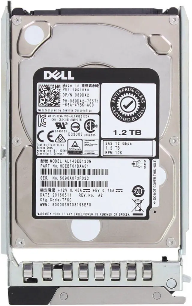 Alt view image 5 of 6 - Dell 1.2TB 10K 512n 12Gbps SAS 2.5 HDD AL14SEB CPO (89D42) -CO3
