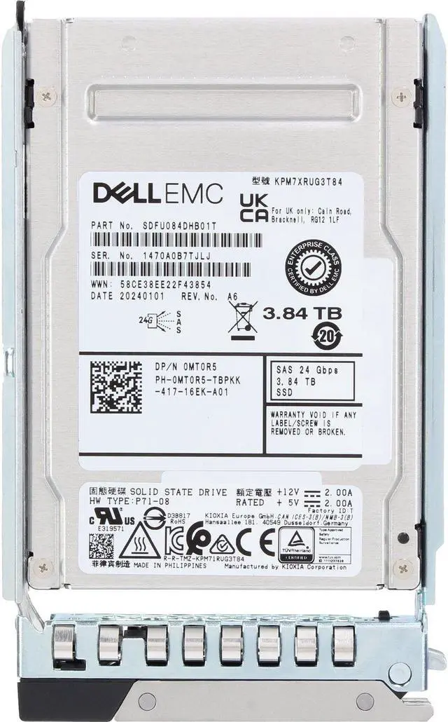 Alt view image 5 of 6 - Dell 3.84TB 24Gbps SAS RI TLC 2.5 SSD KPM7XRUG3T84 (ME) (MT0R5)