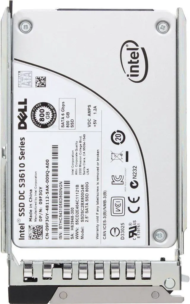 Alt view image 5 of 5 - Dell 800GB 6Gbps SATA MU MLC 2.5 SSD S3610 (SSDSC2BX800G4R-OSTK)