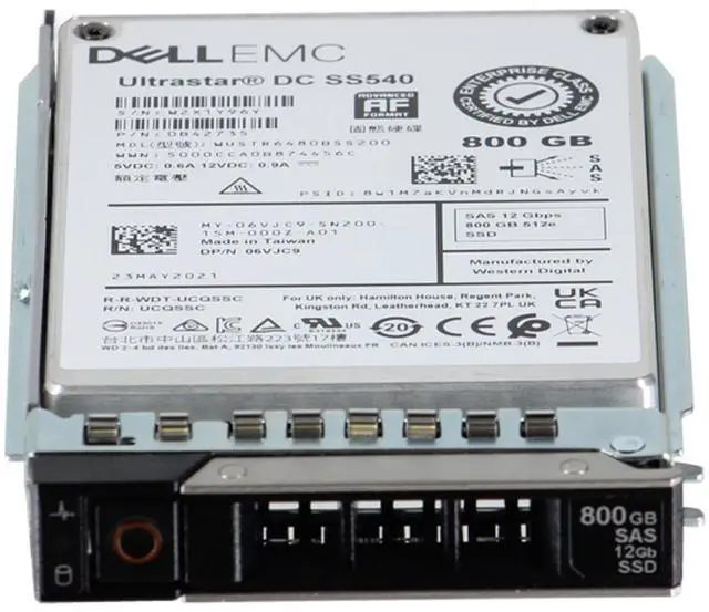 Alt view image 2 of 6 - Dell 800GB 12Gbps SAS MU TLC 2.5 SSD 512e DC SS540 (6VJC9)