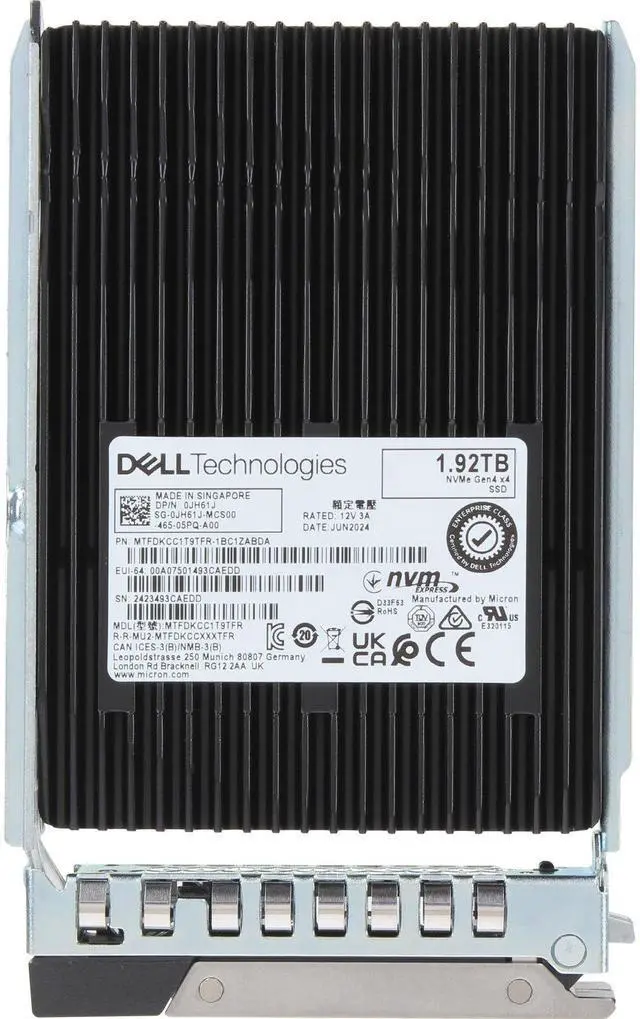 Alt view image 5 of 6 - Dell 1.92TB PCIe Gen4 NVMe RI TLC 2.5 SSD 7450 Pro (JH61J)