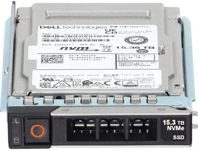 Alt view image 2 of 6 - Dell 15.36TB PCIe Gen4 NVMe RI TLC 2.5 SSD KCM7XRUG15T3 (DX2PD)