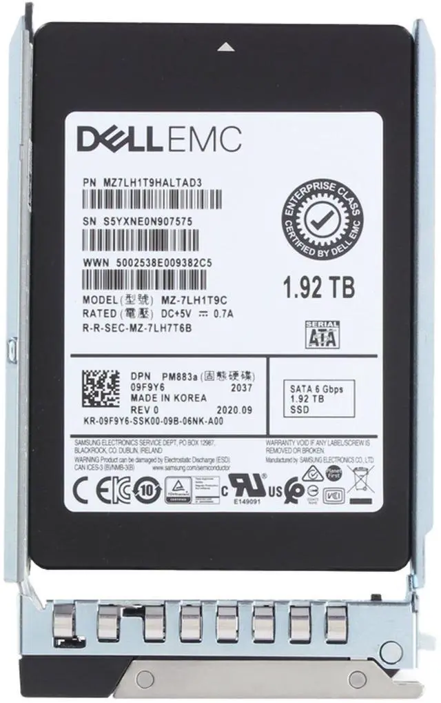 Alt view image 5 of 6 - Dell 1.92TB 6Gbps SATA RI TLC 2.5 SSD PM883a CPO (9F9Y6) -R