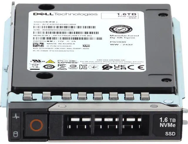 Alt view image 2 of 5 - Dell 1.6TB PCIe Gen4 NVMe MU TLC 2.5 SSD PS1030 (1HYKD)