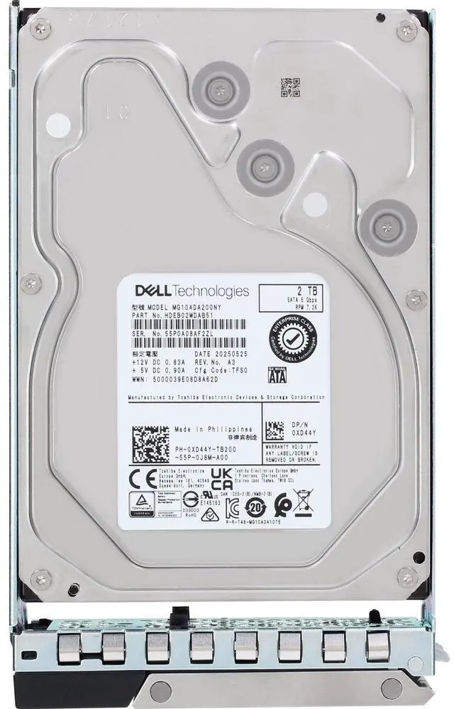 Alt view image 5 of 6 - Dell 2TB 7.2K 512n 6Gbps SATA 3.5 HDD MG10-D (XD44Y)
