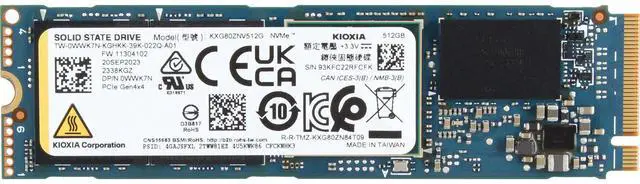 Alt view image 5 of 6 - Dell Kioxia 512GB PCIe Gen4 NVMe RI TLC 2280 M.2 SSD for Workstations (WWK7N)