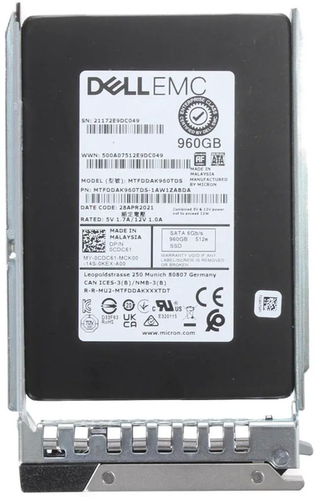 Alt view image 5 of 5 - Dell 960GB 6Gbps SATA RI TLC 7mm 2.5 SSD 5300 Pro CPO (CDC61) -R