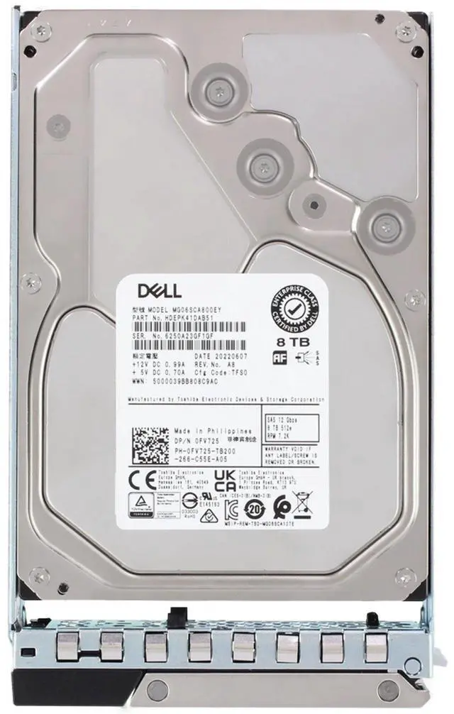 Alt view image 5 of 5 - Dell 8TB 7.2K 512e 12Gbps NL SAS 3.5 HDD MG06SCA (FV725-COL-OSTK)