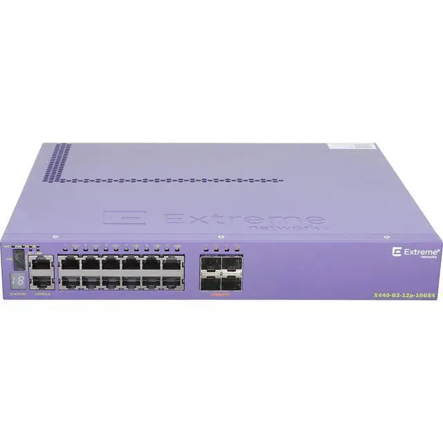 Alt view image 2 of 5 - Extreme Networks X440-G2-12P-10GE4 12P 1GbE PoE+ 4P SFP Switch