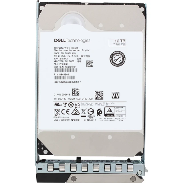 Alt view image 5 of 5 - D2Y43-CDN Dell 12TB 7.2K 512e 6Gbps SATA 3.5 HDD Ultrastar DC HC555