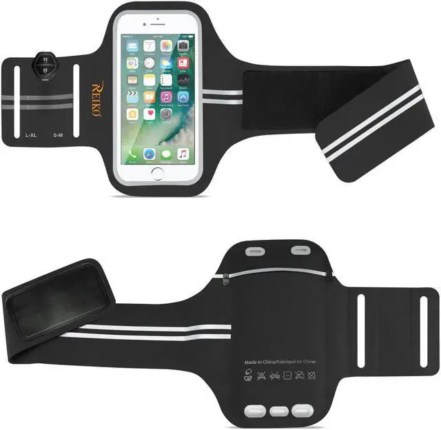 Main image of REIKO RUNNING SPORTS ARMBAND FOR IPHONE 7 PLUS/ 6S PLUS OR 5.5 INCHES DEVICE IN BLACK (5.5x5.5 INCHES)
