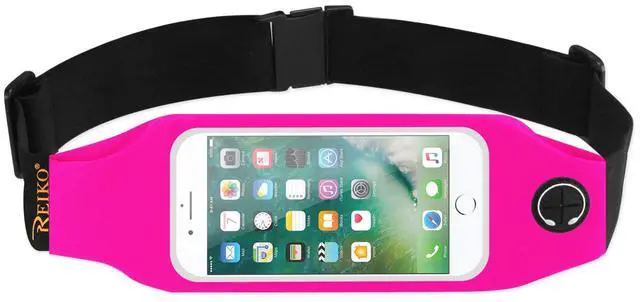 Alt view image 7 of 8 - REIKO RUNNING SPORT BELT FOR IPHONE 7/ 6/ 6S OR 5 INCHES DEVICE WITH TWO POCKETS AND LED IN PINK (5x5 INCHES)