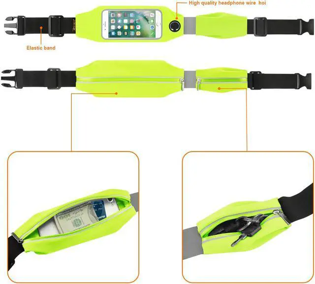 Main image of REIKO RUNNING SPORT BELT FOR IPHONE 7/ 6/ 6S OR 5 INCHES DEVICE WITH TWO POCKETS IN GREEN (5x5 INCHES)