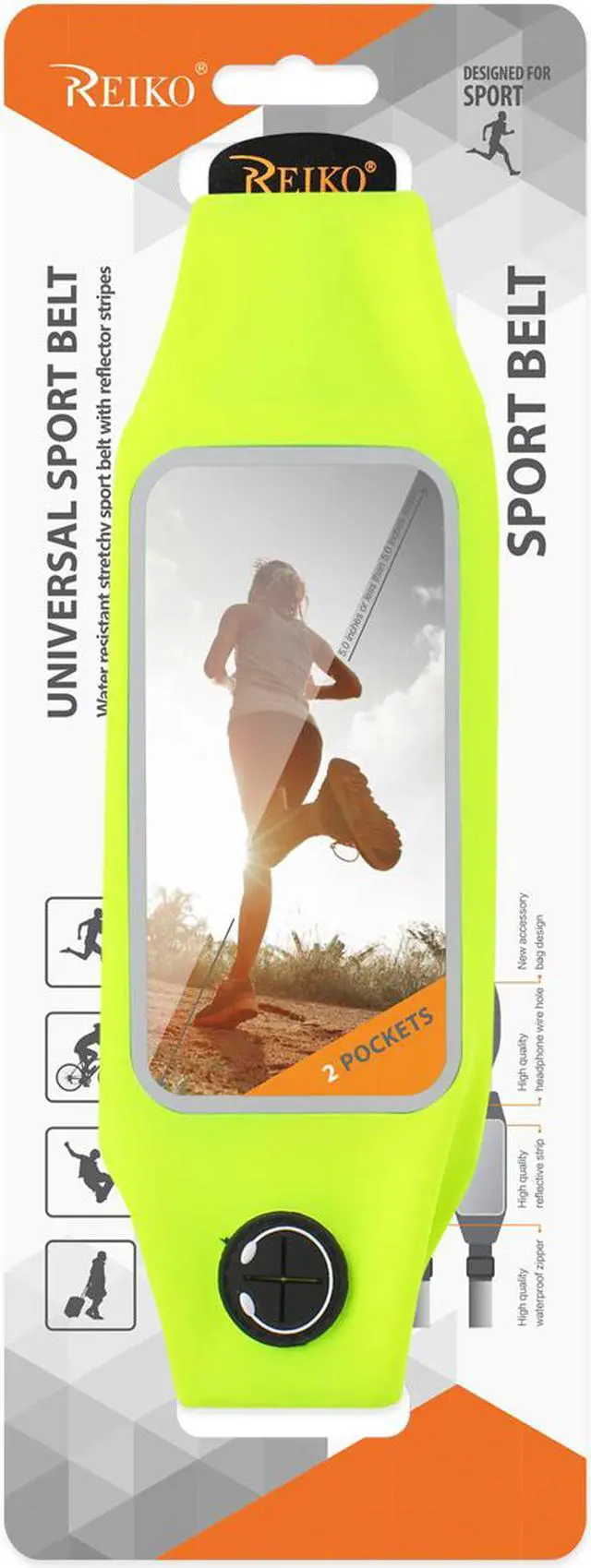 Alt view image 2 of 5 - REIKO RUNNING SPORT BELT FOR IPHONE 7/ 6/ 6S OR 5 INCHES DEVICE WITH TWO POCKETS IN GREEN (5x5 INCHES)