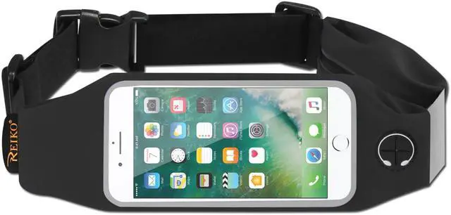 Alt view image 5 of 6 - REIKO RUNNING SPORT BELT FOR IPHONE 7 PLUS/ 6S PLUS OR 5.5 INCHES DEVICE WITH TWO POCKETS IN BLACK (5.5x5.5 INCHES)