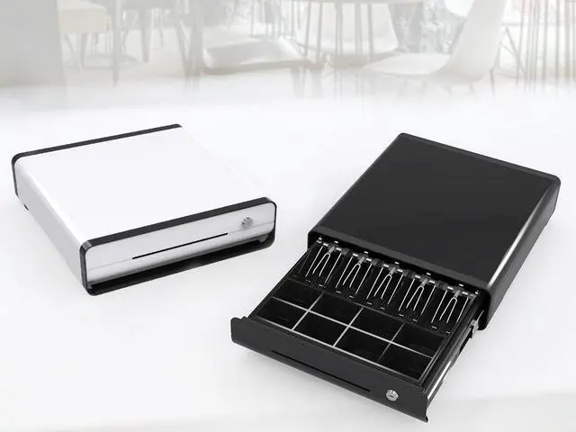 Main image of Beelta Cash Register Drawer 16” for Point of Sale (POS) System with Fully Removable Cash Tray, 5 Bill slots / 5 Coin slots, 24V, RJ11/RJ12 Key-Lock, Media Slot, SPCC, White