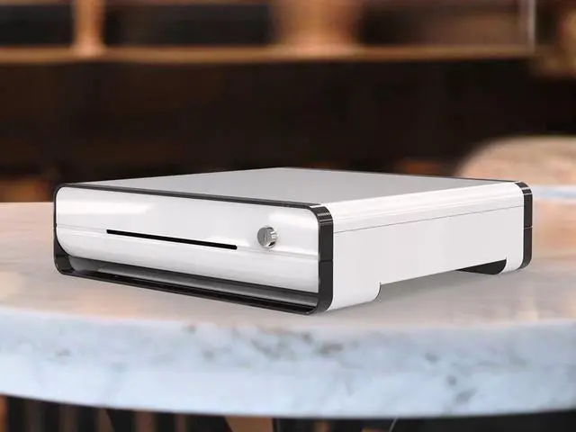 Alt view image 2 of 7 - Beelta Cash Register Drawer 16” for Point of Sale (POS) System with Fully Removable Cash Tray, 5 Bill slots / 5 Coin slots, 24V, RJ11/RJ12 Key-Lock, Media Slot, SPCC, White