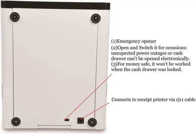 Alt view image 7 of 7 - Beelta Mini Cash Register Drawer 13” for Point of Sale (POS) System with Fully Removable Cash Tray, 5 Bill slots / 5 Coin slots, 24V, RJ11/RJ12 Key-Lock, Media Slot, SPCC, White