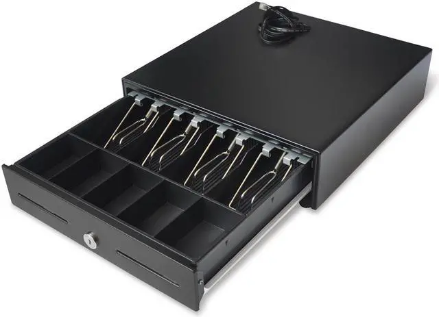 Alt view image 3 of 5 - 13" POS Cash Register Drawer with Removable Tray,4Bill/5Coin,RJ11 Cable Included,Key Lock,DC24V,Black,BK1313B