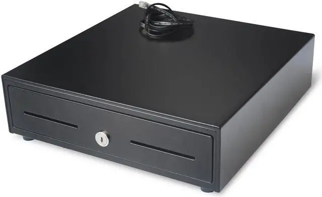 Alt view image 2 of 5 - 13" POS Cash Register Drawer with Removable Tray,4Bill/5Coin,RJ11 Cable Included,Key Lock,DC24V,Black,BK1313B