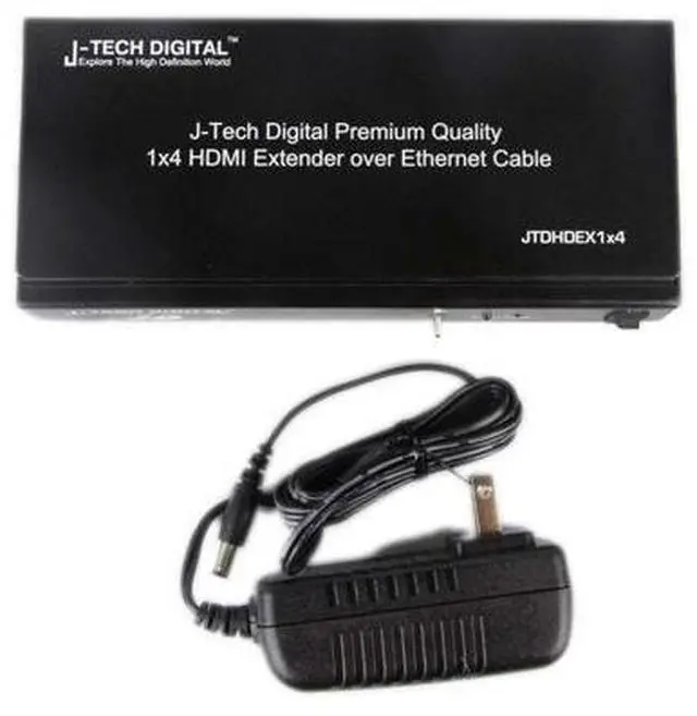 Alt view image 4 of 15 - J-Tech Digital 1x4 HDMI Extender Splitter Combo Over Cat5e/Cat6 cable up to 164 feet (50 meters) at 1080P with Local Loop out and Bi-directional IR control (JTDHDEX1x4)