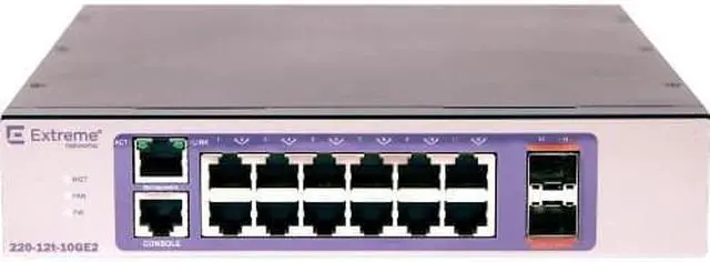 Alt view image 8 of 9 - Extreme Networks - 16560 - Extreme Networks 220-12t-10GE2 Layer 3 Switch - 12 x Gigabit Ethernet Network, 2 x 10 Gigabit