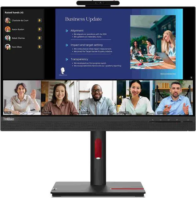 Main image of Lenovo ThinkVision T24v-30 23.8" FHD IPS WEBCAM Speakers Black Monitor Win Hello